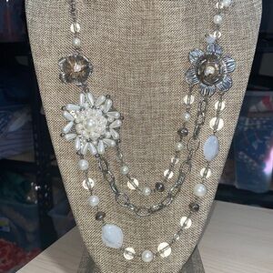 Floral‎ beaded necklace plastic beads layered adjustable